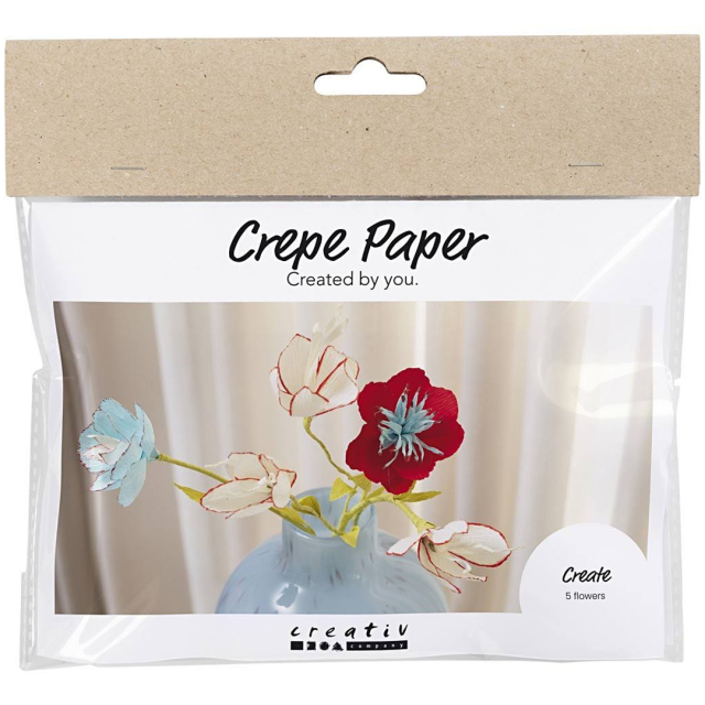 DIY-kit Paperikukat kreppipaperista Set 1