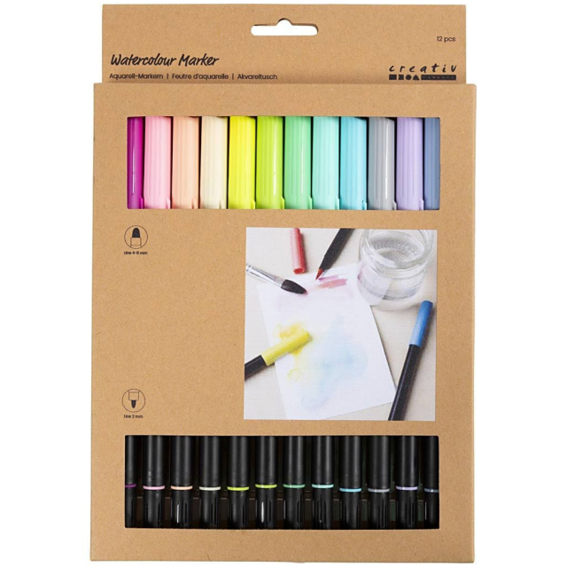 Akvarellimerkit Two-Tip Brush 12 kpl