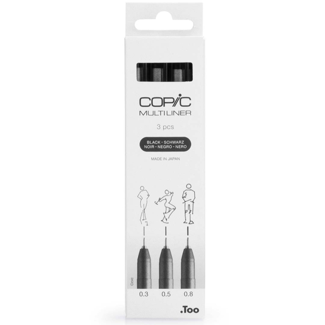 Multiliner Classic 3-setti Black Medium