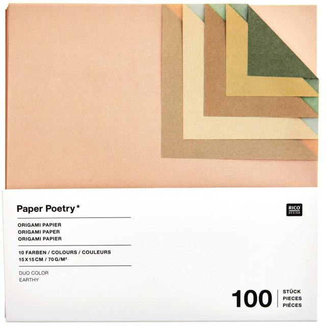 Origami-paperi Duo Colour Earthy 15x15 cm 100 arkkia