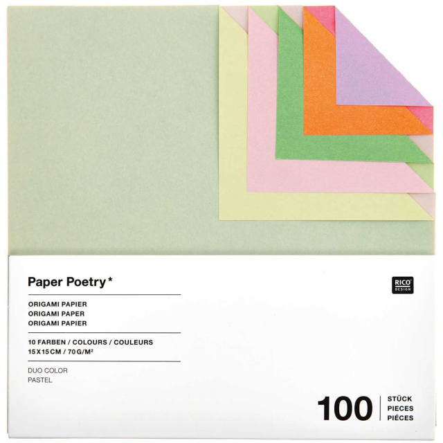 Origami-paperi Duo Colour Pastel 15x15 cm 100 arkkia