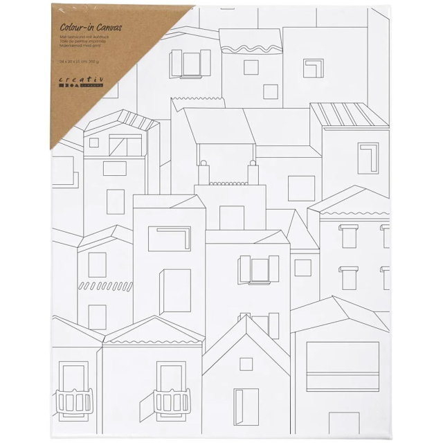 Printtikuvioitu maalauspohja 24x30cm 360g Välimeren kaupunki