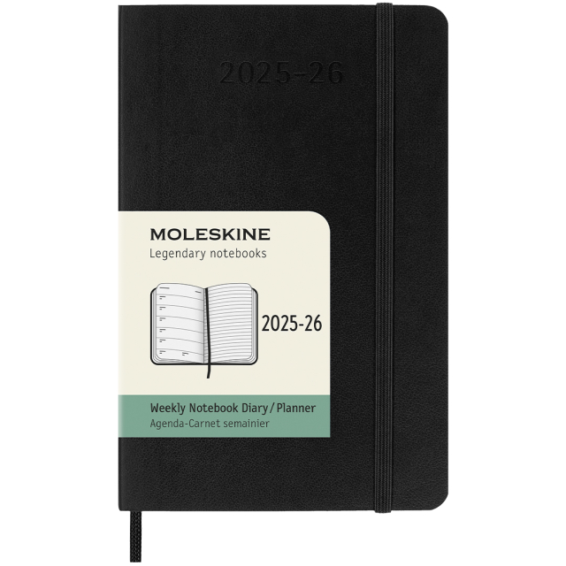Kalenteri 18M WeekNote Soft Cover Pocket Black