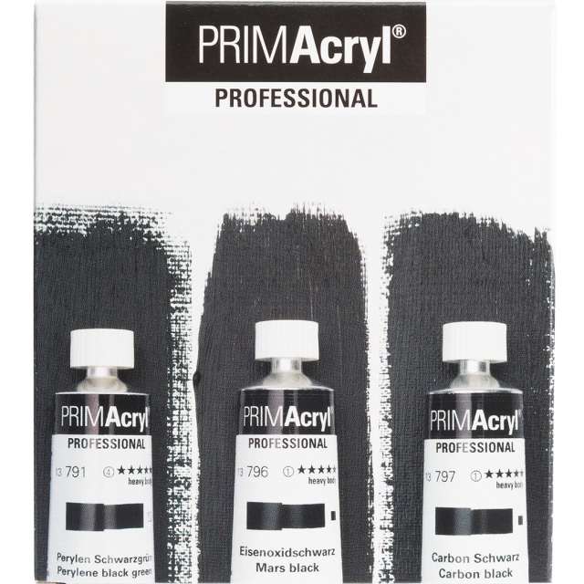PRIMAcryl Akryylimaali 35 ml Musta 3-setti