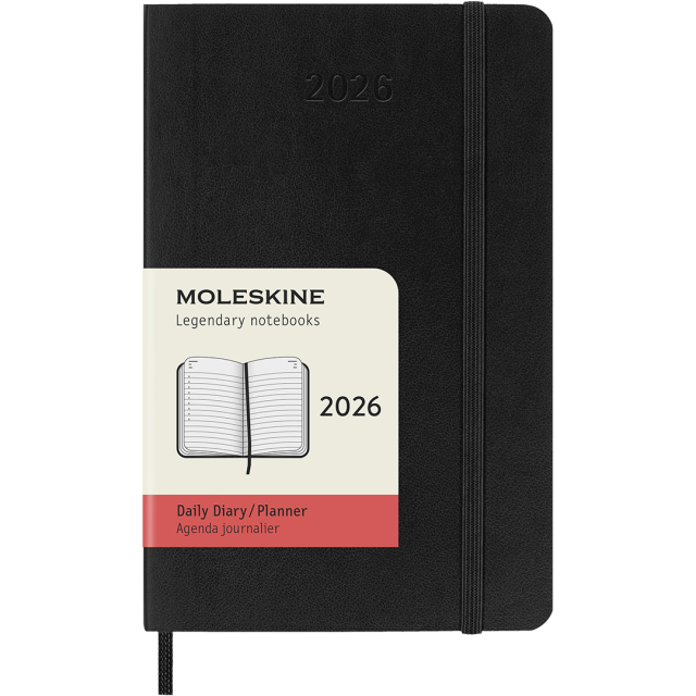 Kalenteri 12M Daily 2026 Softcover Pocket Black