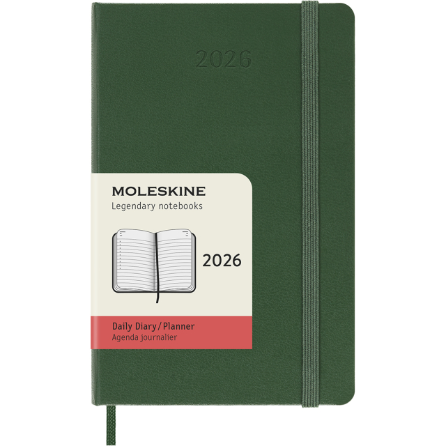 Kalenteri 12M Daily 2026 Hardcover Pocket Myrtle Green