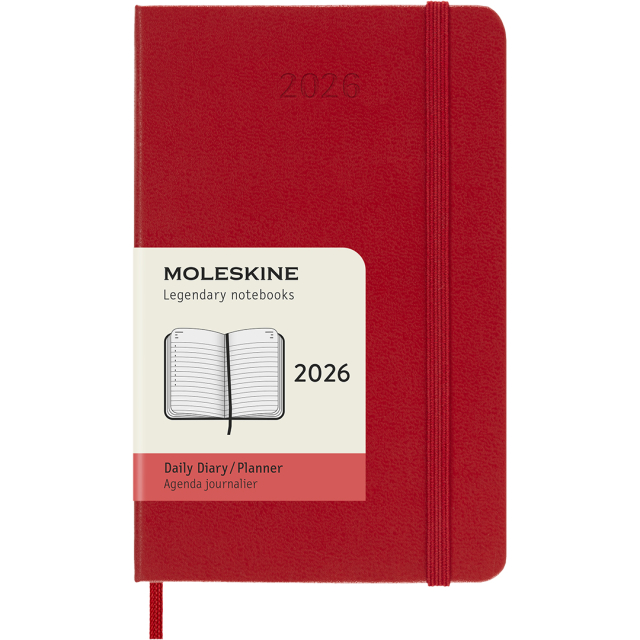 Kalenteri 12M Daily 2026 Hardcover Pocket Red