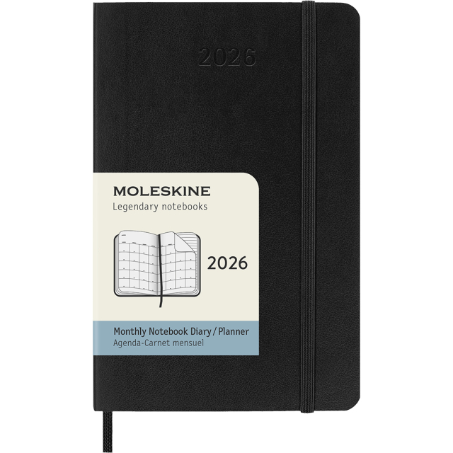 Kalenteri 12M Monthly 2026 Softcover Pocket Black