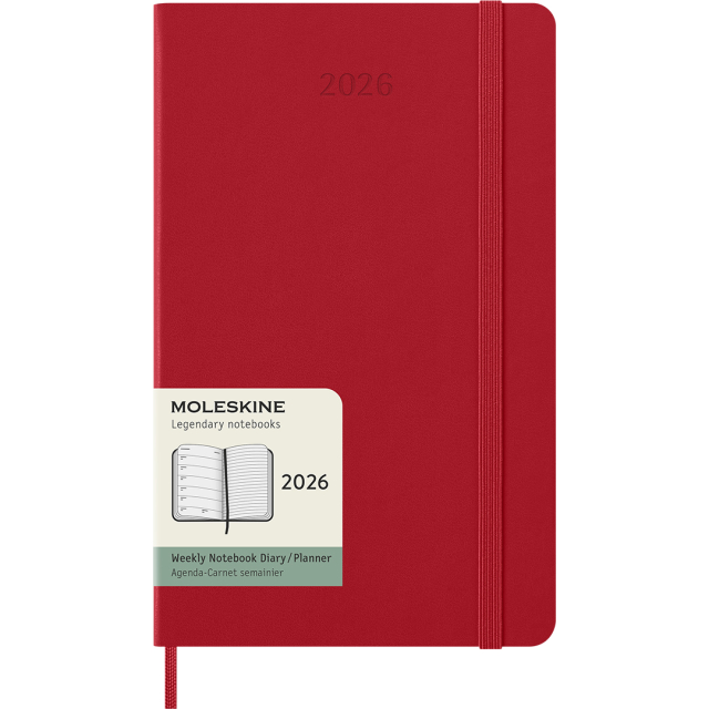 Kalenteri 12M Weekly Notebook 2026 Hardcover Large Red