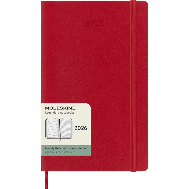 Kalenteri 12M Weekly Notebook 2026 Softcover Large Red