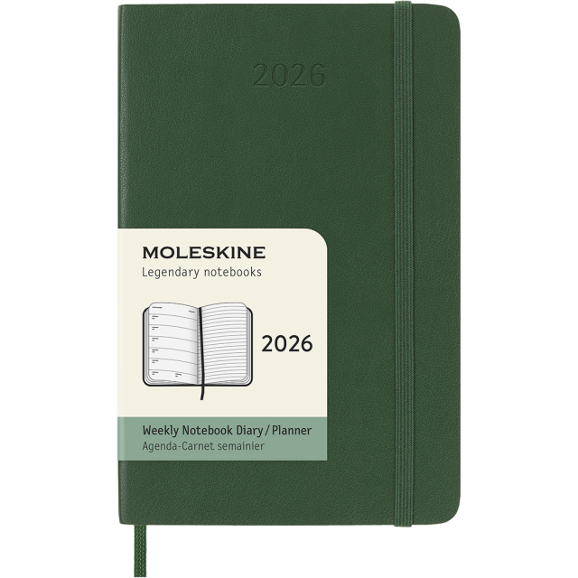 Kalenteri 12M Weekly Notebook 2026 Softcover Pocket Myrtle Green