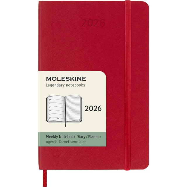 Kalenteri 12M Weekly Notebook 2026 Softcover Pocket Red