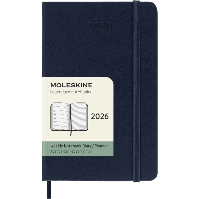 Kalenteri 12M Weekly Notebook 2026 Hardcover Pocket Sapphire Blue