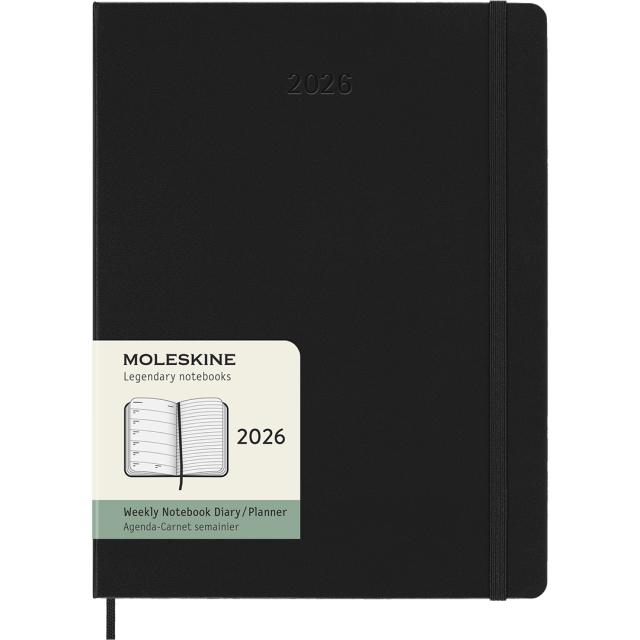 Kalenteri 12M Weekly Notebook 2026 Hardcover XL Black