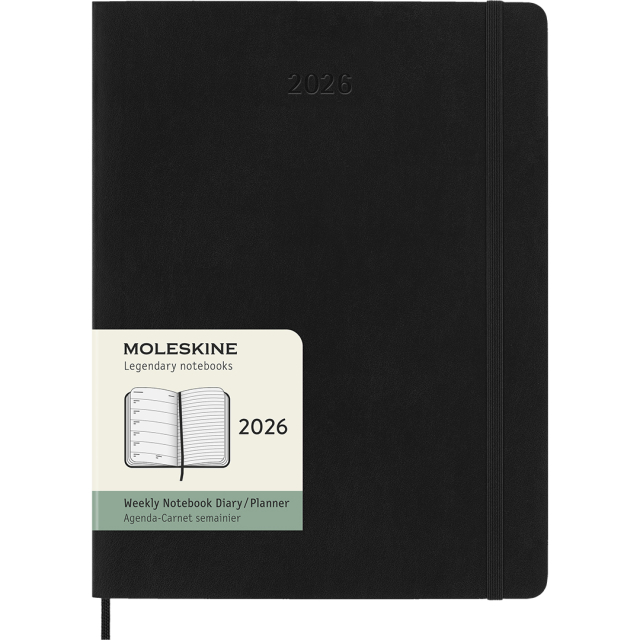 Kalenteri 12M Weekly Notebook 2026 Softcover XL Black