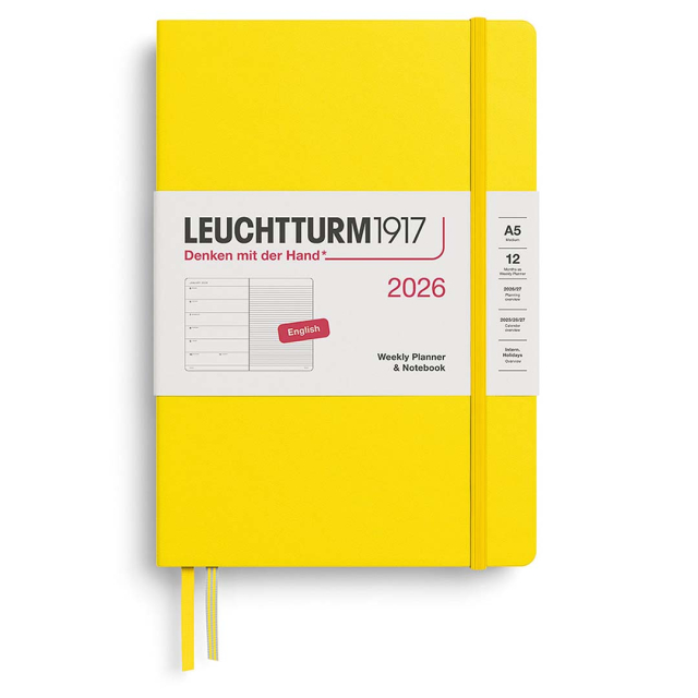 Kalenteri Weekly Planner & Notebook 2026 A5 Lemon