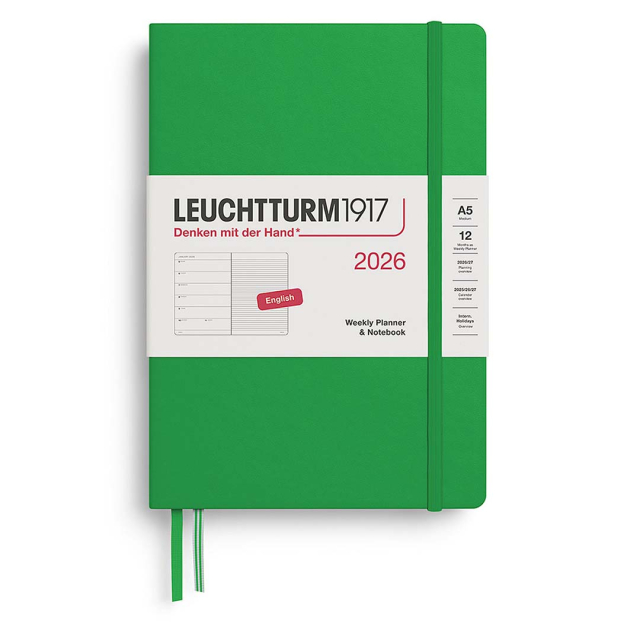 Kalenteri Weekly Planner & Notebook 2026 A5 Spring Leaf