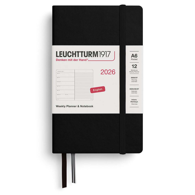 Kalenteri Weekly Planner & Notebook 2026 A6 Black