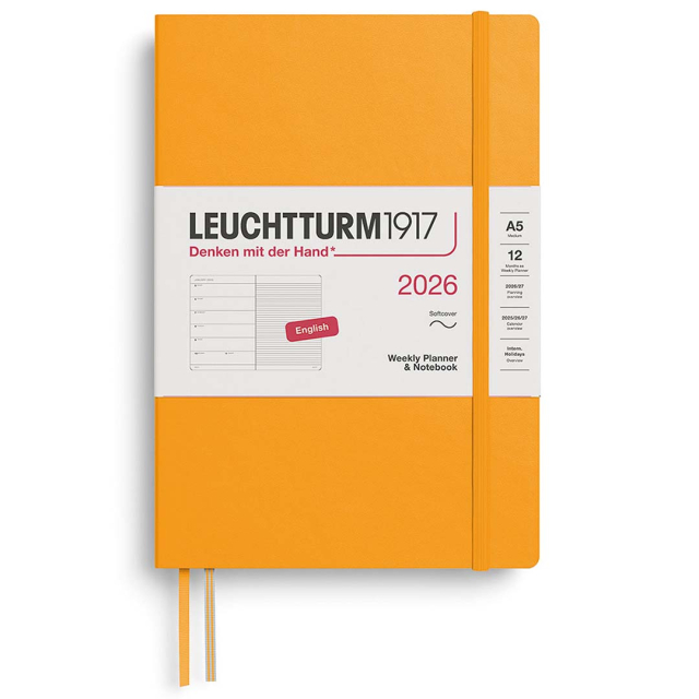 Kalenteri Weekly Planner & Notebook 2026 A5 Soft Cover Rising Sun