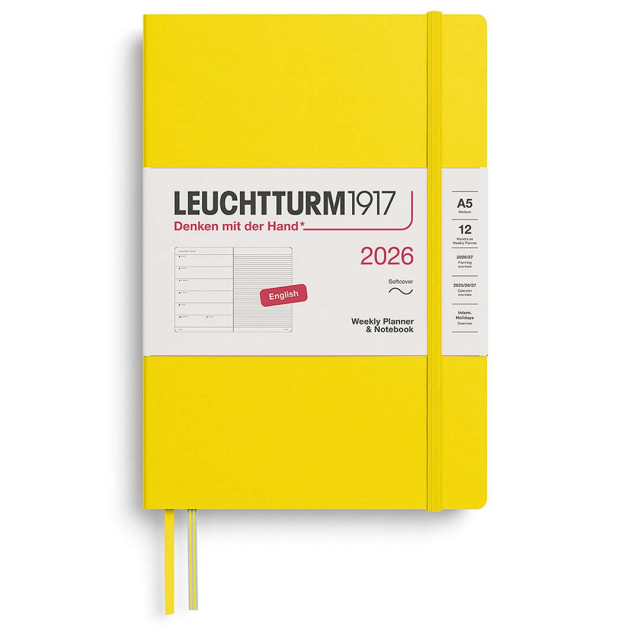 Kalenteri Weekly Planner & Notebook 2026 A5 Soft Cover Lemon