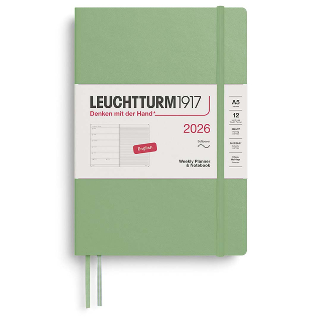 Kalenteri Weekly Planner & Notebook 2026 A5 Soft Cover Sage