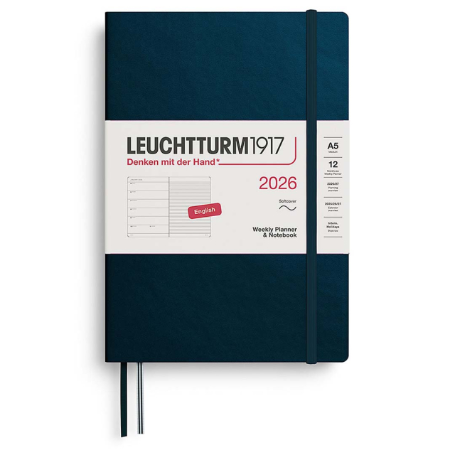 Kalenteri Weekly Planner & Notebook 2026 A5 Soft Cover Deep Sea