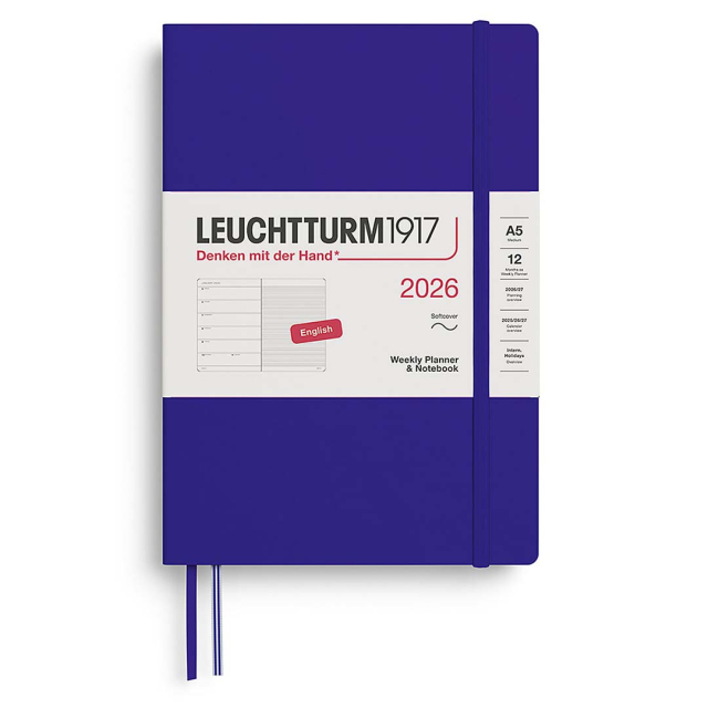 Kalenteri Weekly Planner & Notebook 2026 A5 Soft Cover Ink
