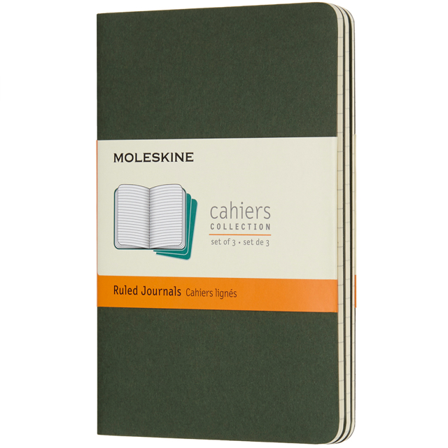 Cahier Notebook Pocket Green Viivallinen