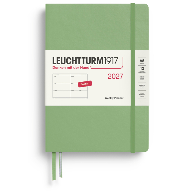 Kalenteri Weekly Planner 2027 A5 Sage