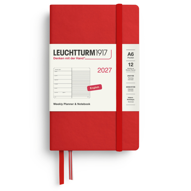 Kalenteri Weekly Planner & Notebook 2027 A6 Cherry