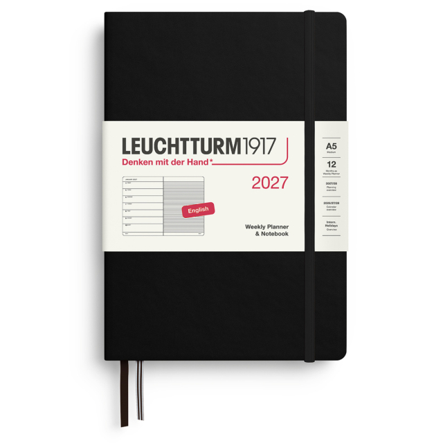 Kalenteri Weekly Planner & Notebook 2026 A5 Black