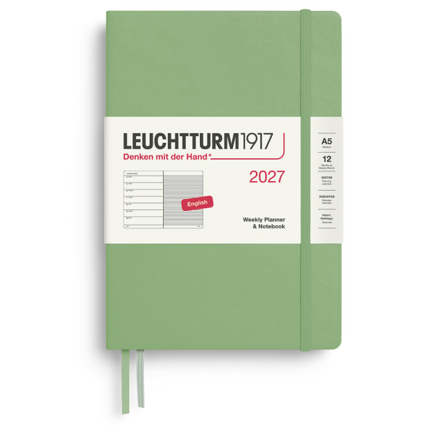 Kalenteri Weekly Planner & Notebook 2026 A5 Sage