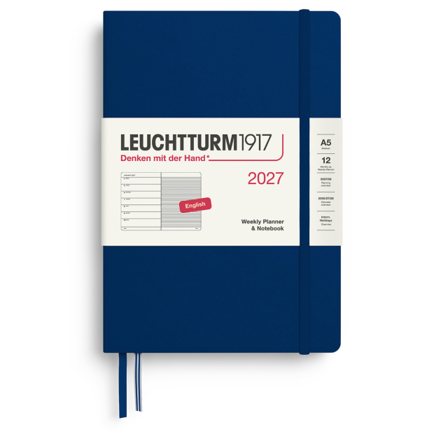 Kalenteri Weekly Planner & Notebook 2026 A5 Navy