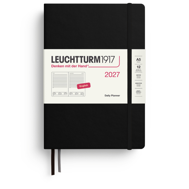 Kalenteri Daily Planner 2027 A5 Black