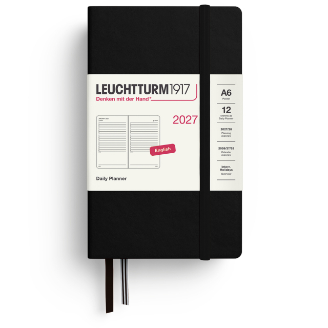 Kalenteri Daily Planner 2027 A6 Black