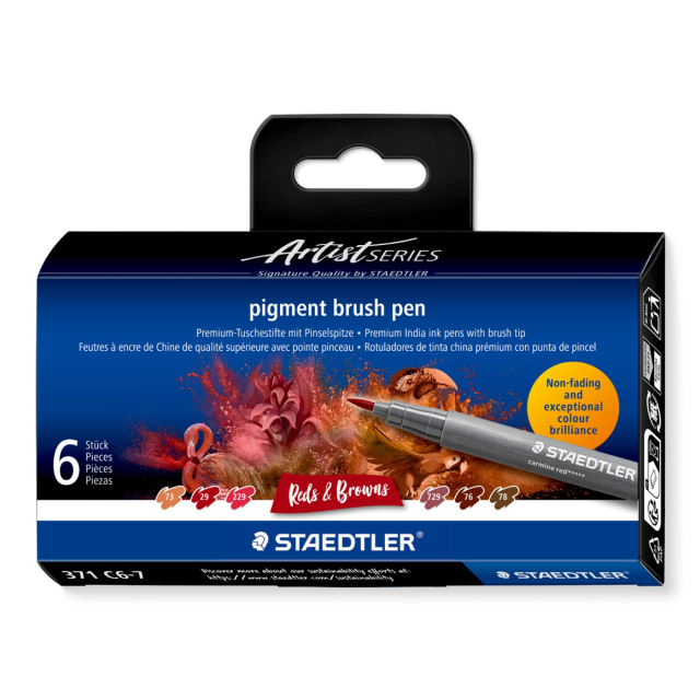 Pigment Arts Brush Pen 6-setti Red/Brown