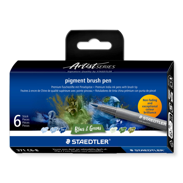 Pigment Arts Brush Pen 6-setti Blue/Green