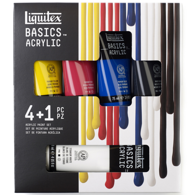 Akryyliväri Basics Set 4x75 ml + 1x118 ml