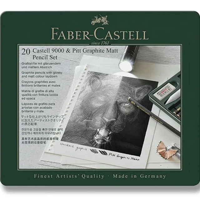 Grafiittikynäsetti Pitt Graphite Matt + Castell 9000 20-osainen