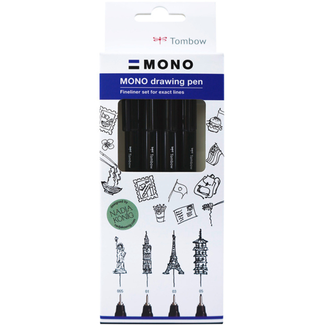 Fineliner MONO Drawing Bold 4 kpl