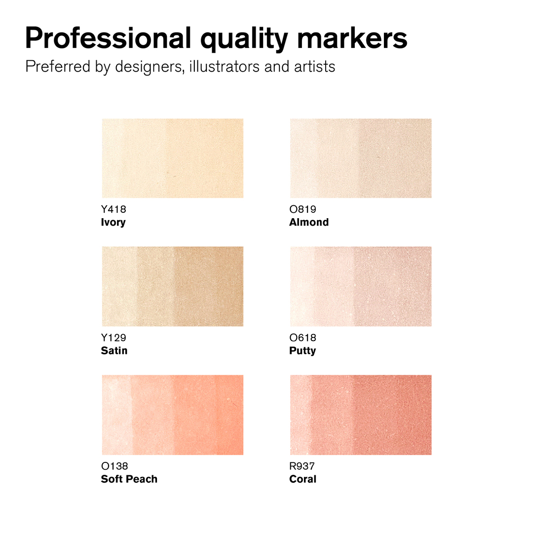 ProMarker 6-setti Skin tones 1 ryhmässä Kynät / Taiteilijakynät / Tussit @ Pen Store (100549)