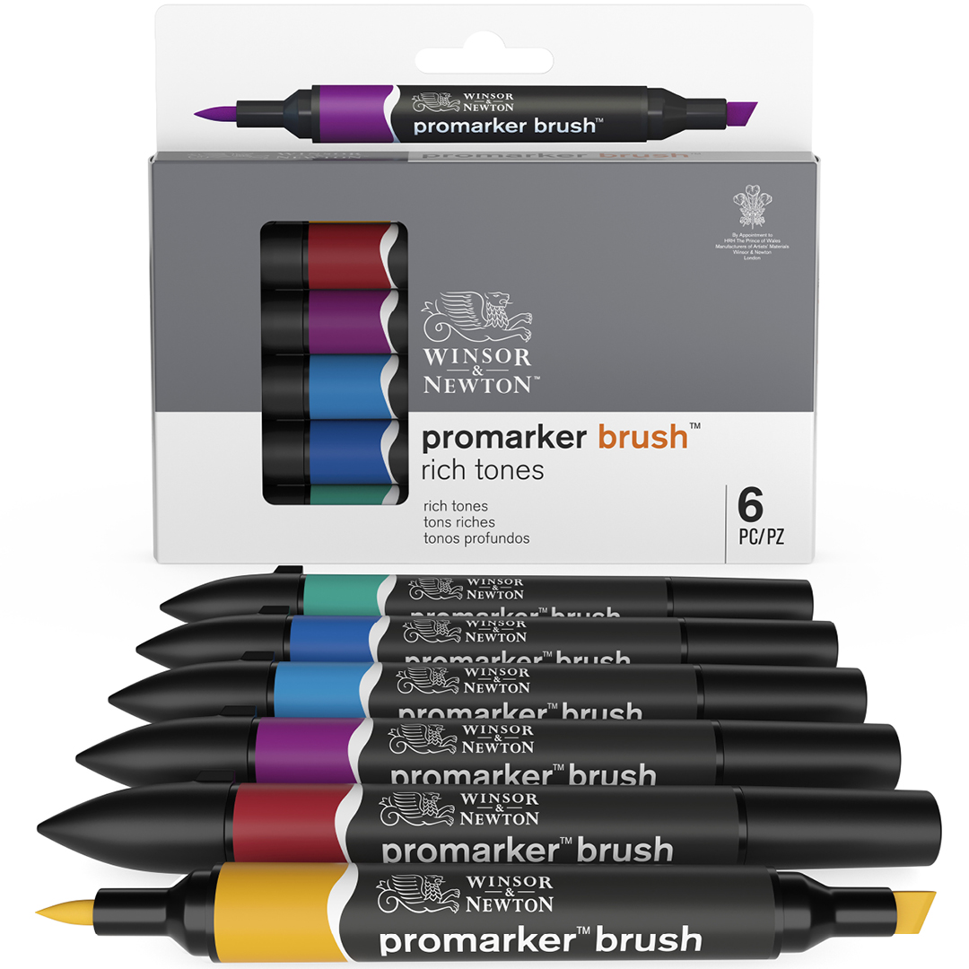 Brush Marker 6-setti Rich tones ryhmässä Kynät / Taiteilijakynät / Sivellinkynät @ Pen Store (100554)