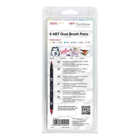 ABT Dual Brush Pen 6-setti Pastelli ryhmässä Kynät / Taiteilijakynät / Sivellinkynät @ Pen Store (101080)