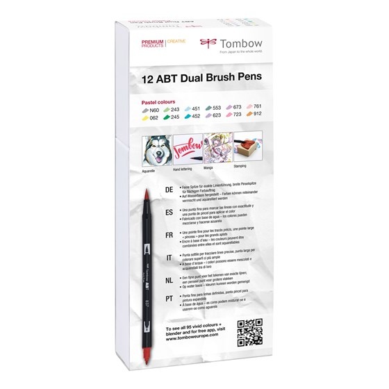 ABT Dual Brush Pen 12-setti Pastelli ryhmässä Kynät / Taiteilijakynät / Sivellinkynät @ Pen Store (101094)