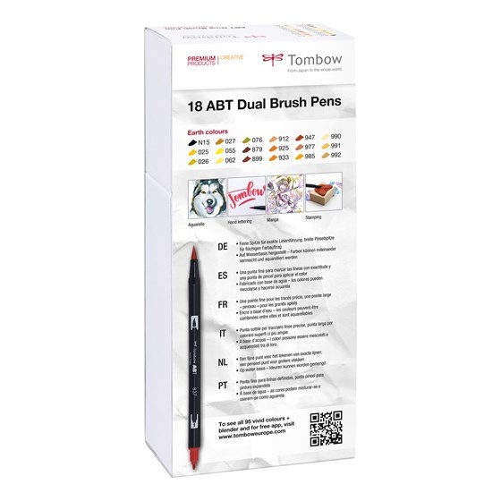ABT Dual Brush Pen 18-setti Earth ryhmässä Kynät / Taiteilijakynät / Sivellinkynät @ Pen Store (101095)