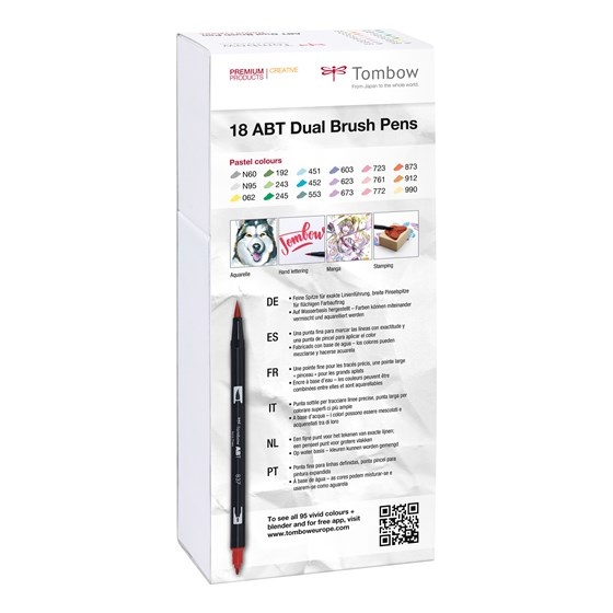 ABT Dual Brush Pen 18-setti Pastelli ryhmässä Kynät / Taiteilijakynät / Sivellinkynät @ Pen Store (101096)