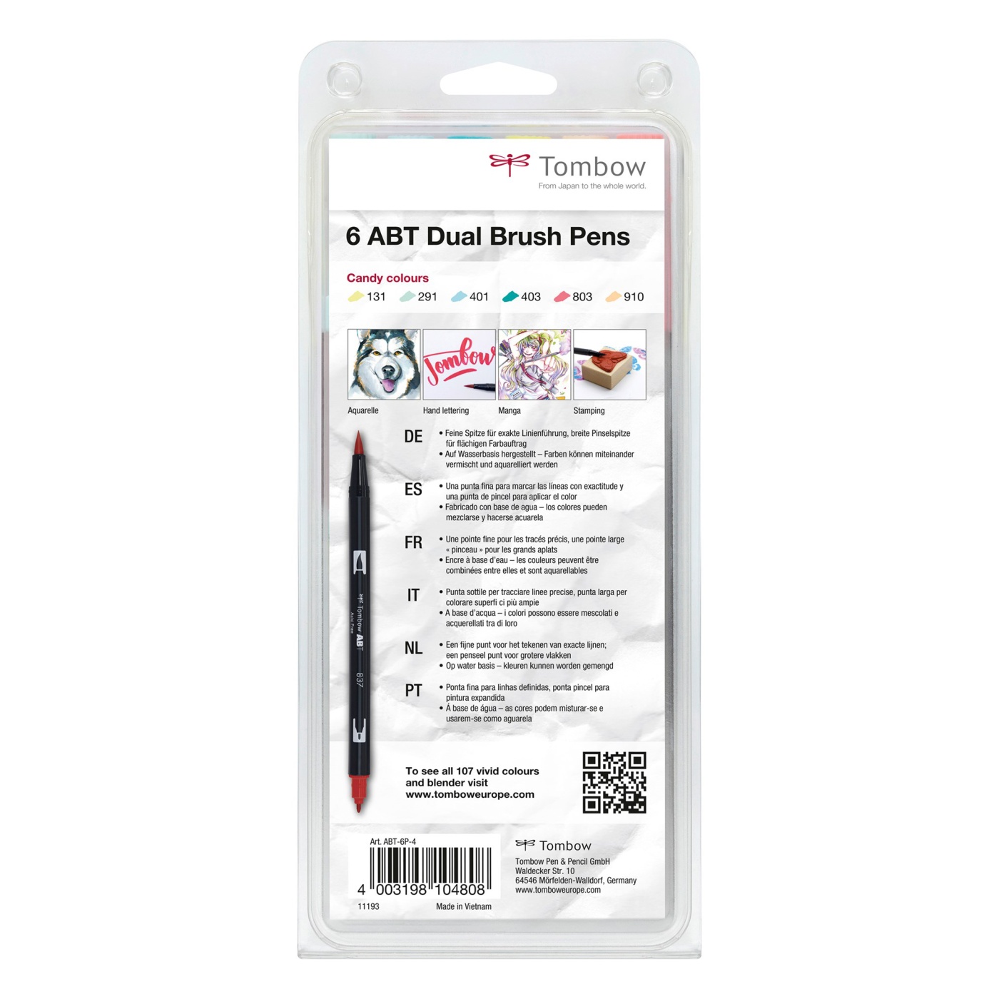 ABT Dual Brush Pen 6-setti Candy ryhmässä Kynät / Taiteilijakynät / Sivellinkynät @ Pen Store (101108)