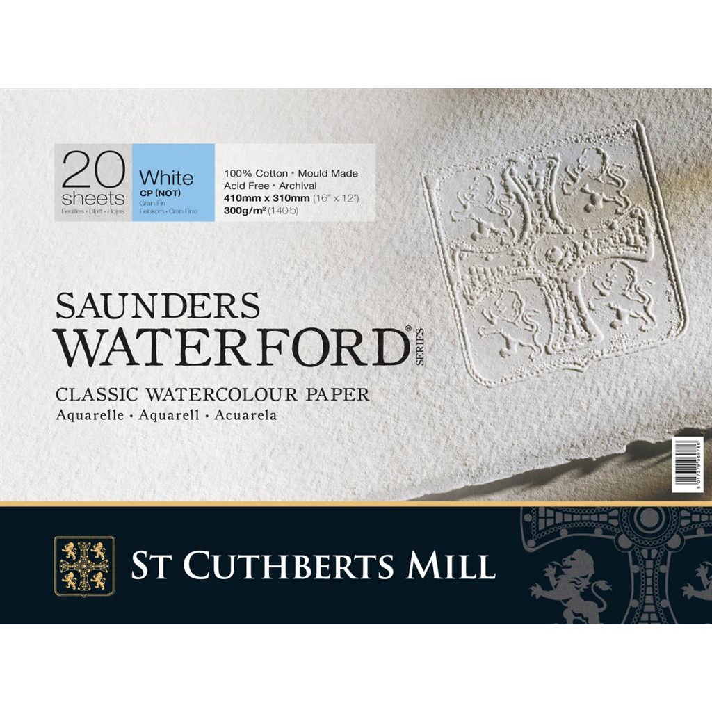 Saunders Waterford Akvarelliilehtiö Valkoinen CP/NOT 41x31 cm 300g ryhmässä Paperit ja Lehtiöt / Taiteilijalehtiöt / Akvarellipaperit @ Pen Store (101511)