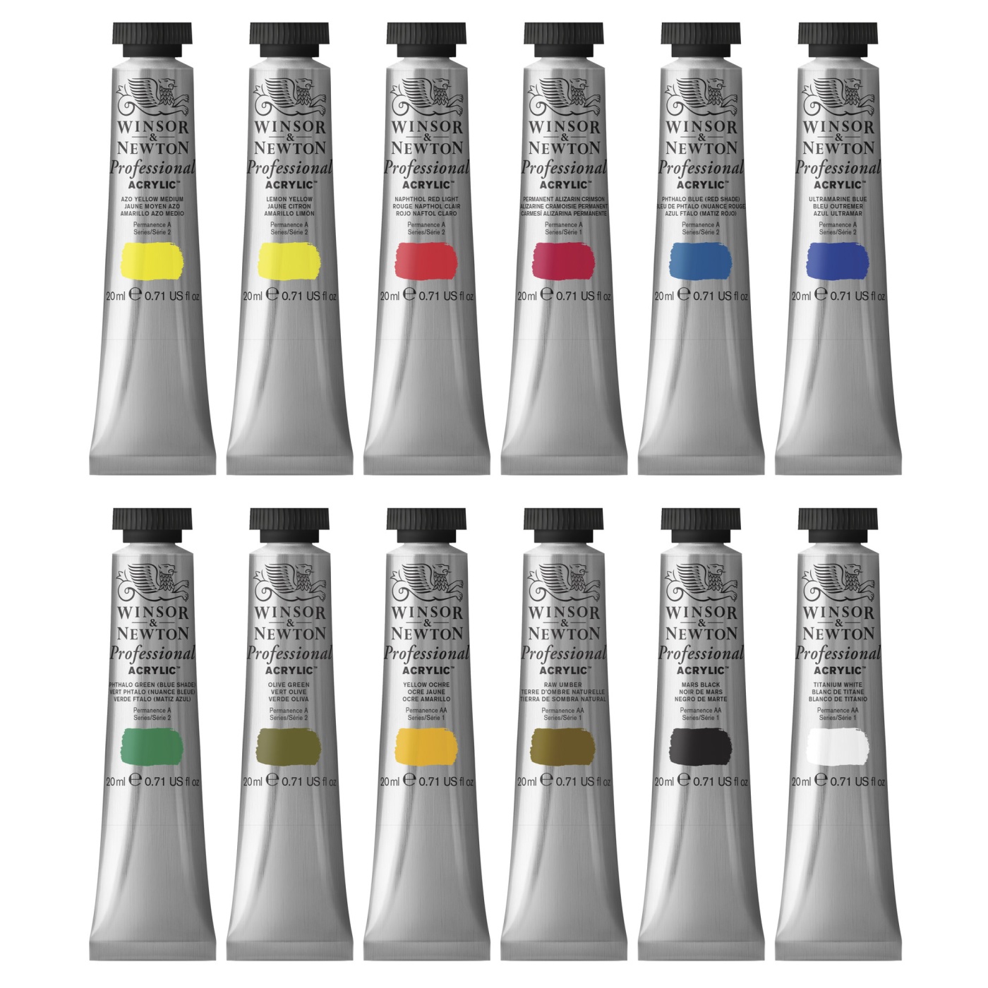 Akryylimaali Professional Tuubi 12 x 20 ml ryhmässä Taiteilijatarvikkeet / Värit / Akryylivärit @ Pen Store (108805)