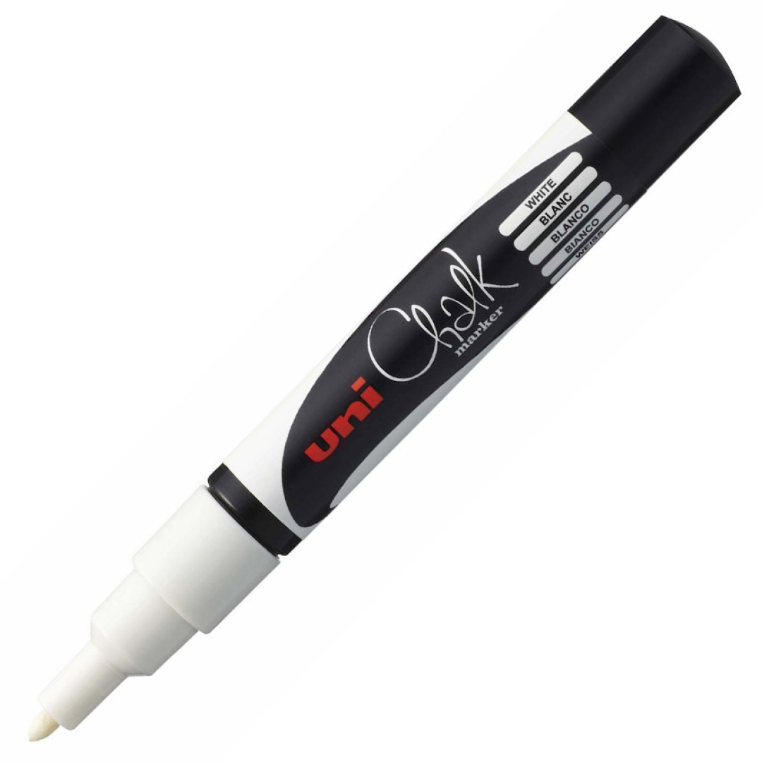 Uni PWE-5M Kreidemarker – Whiteboard Marker Nicht Permanent – In Gold, Silber & Weiss – 3er Set Für Tafeln & Fenster